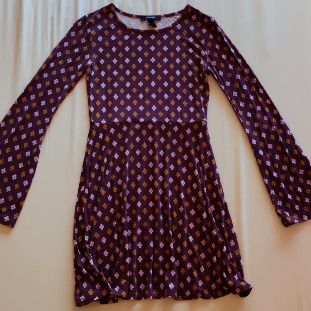 Flowy Purple Long Sleeve Dress